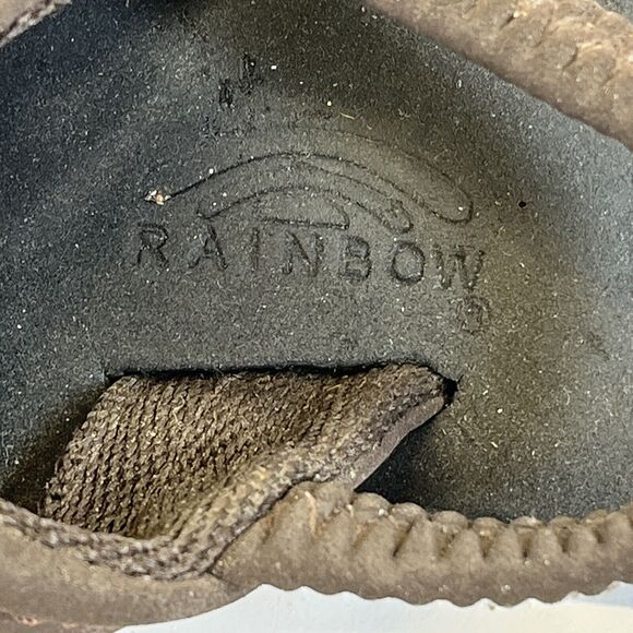 Rainbow Growbows Baby Unisex Size 5/6 Brown Leather Sling Back Flip Flops Classi - Picture 3 of 7